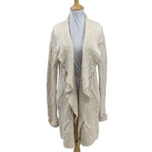 Anthropologie Cardigan Womens XS Extra Small Wool Blend Cable Knit Open Front